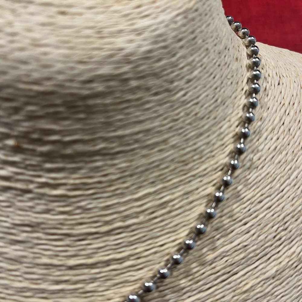 🔵PRE-LOVED AUTHENTIC STERLING SILVER SOLID BALL LINK CHAIN/CHOKER NECKLACE - Picture 4 of 13